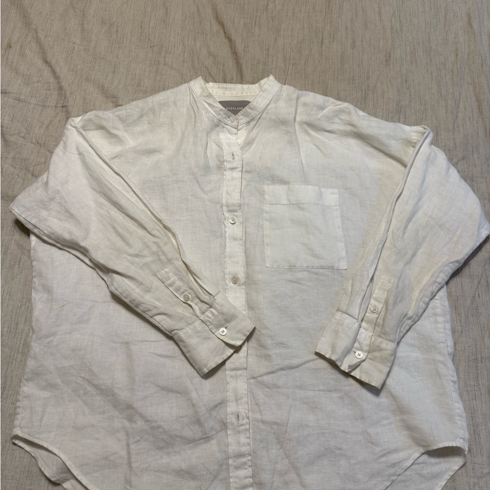 White Button-Up Linen Shirt